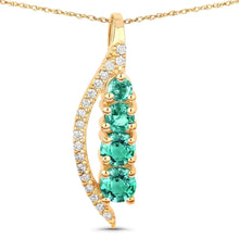 Load image into Gallery viewer, 14K Yellow Gold Emerald Necklace With Diamond