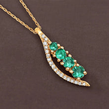 Load image into Gallery viewer, 14K Yellow Gold Emerald Necklace With Diamond