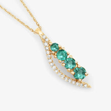 Load image into Gallery viewer, 14K Yellow Gold Emerald Necklace With Diamond