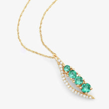 Load image into Gallery viewer, 14K Yellow Gold Emerald Necklace With Diamond