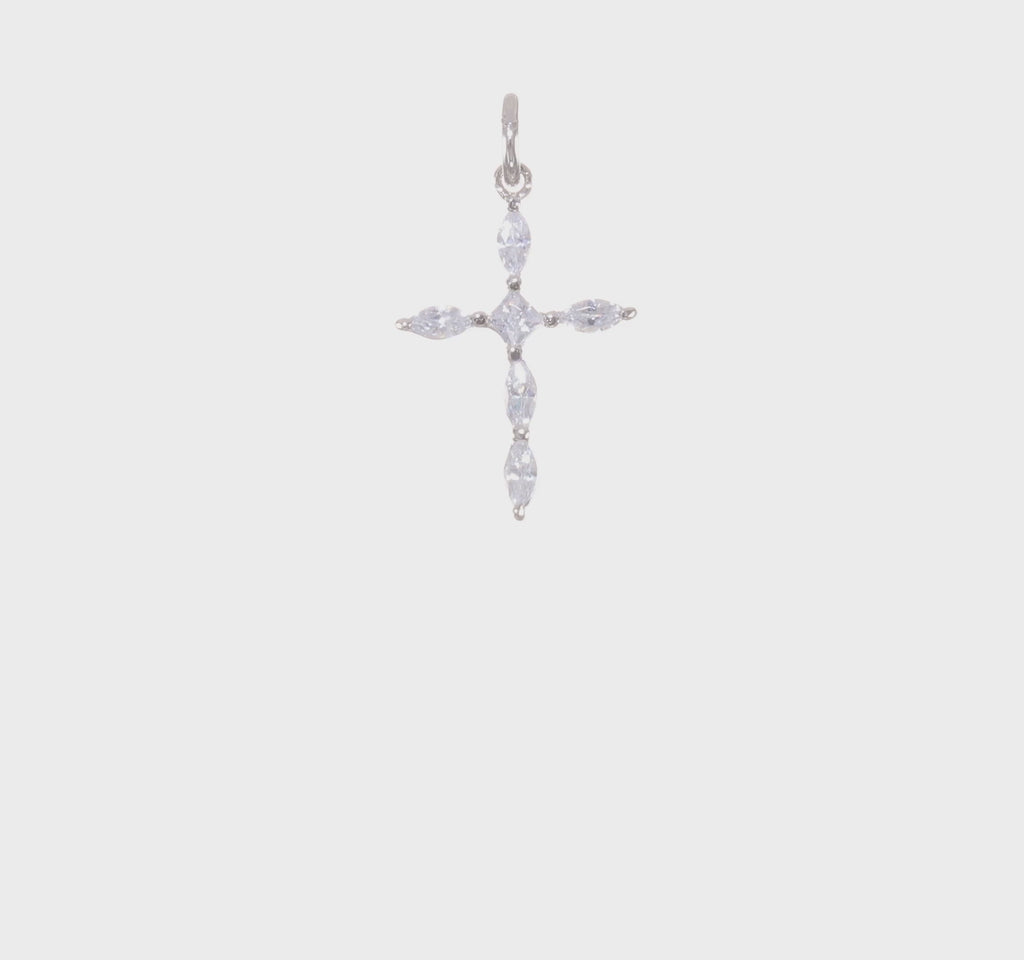 Cubic Zirconia Cross Charm Pendant