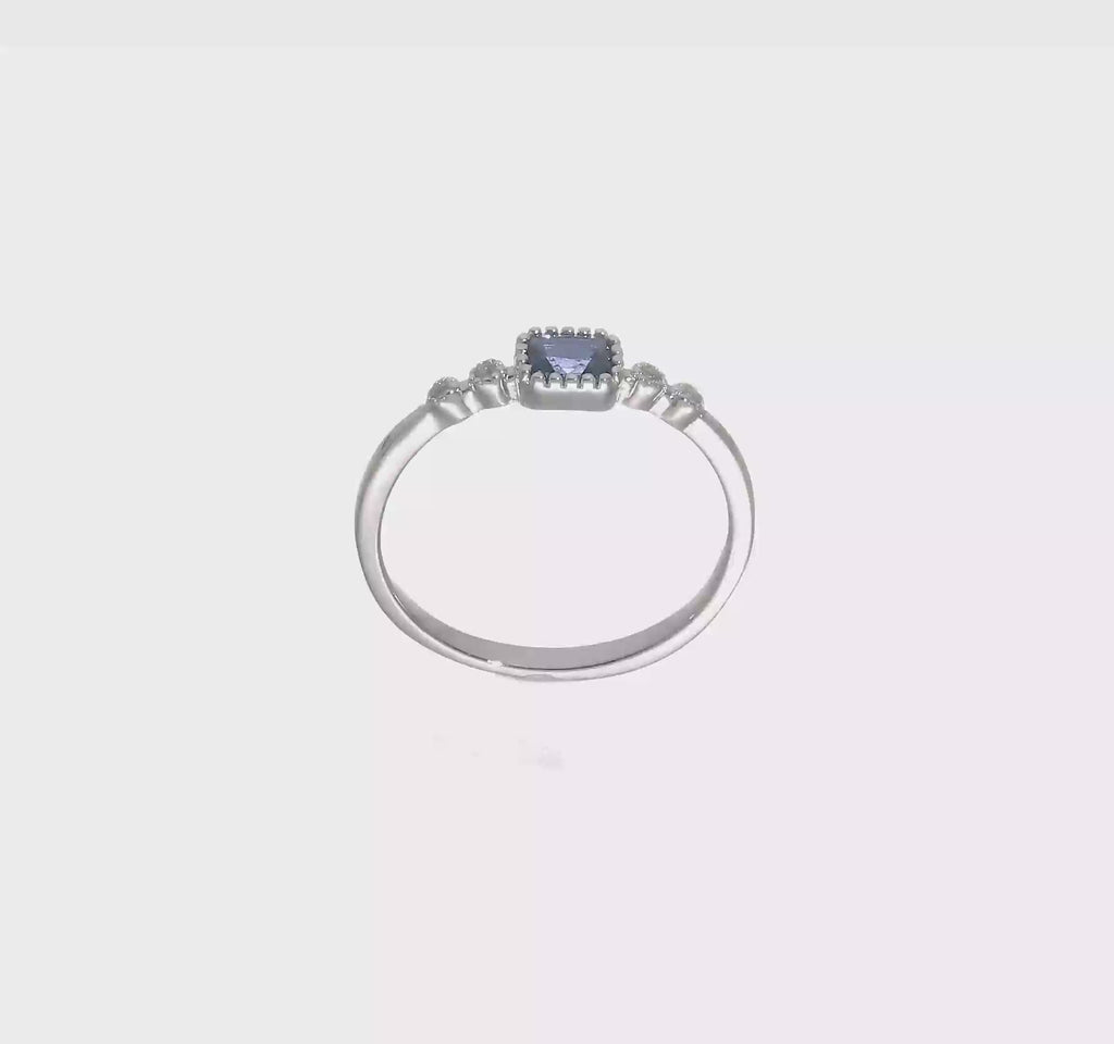 Blue Spinel and White Sapphire Ring