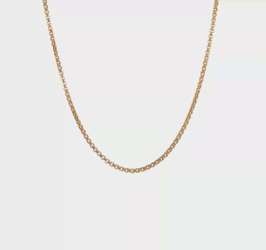 14K Yellow Gold Diamond-Cut Round Box Chain Necklaces for Men and Women