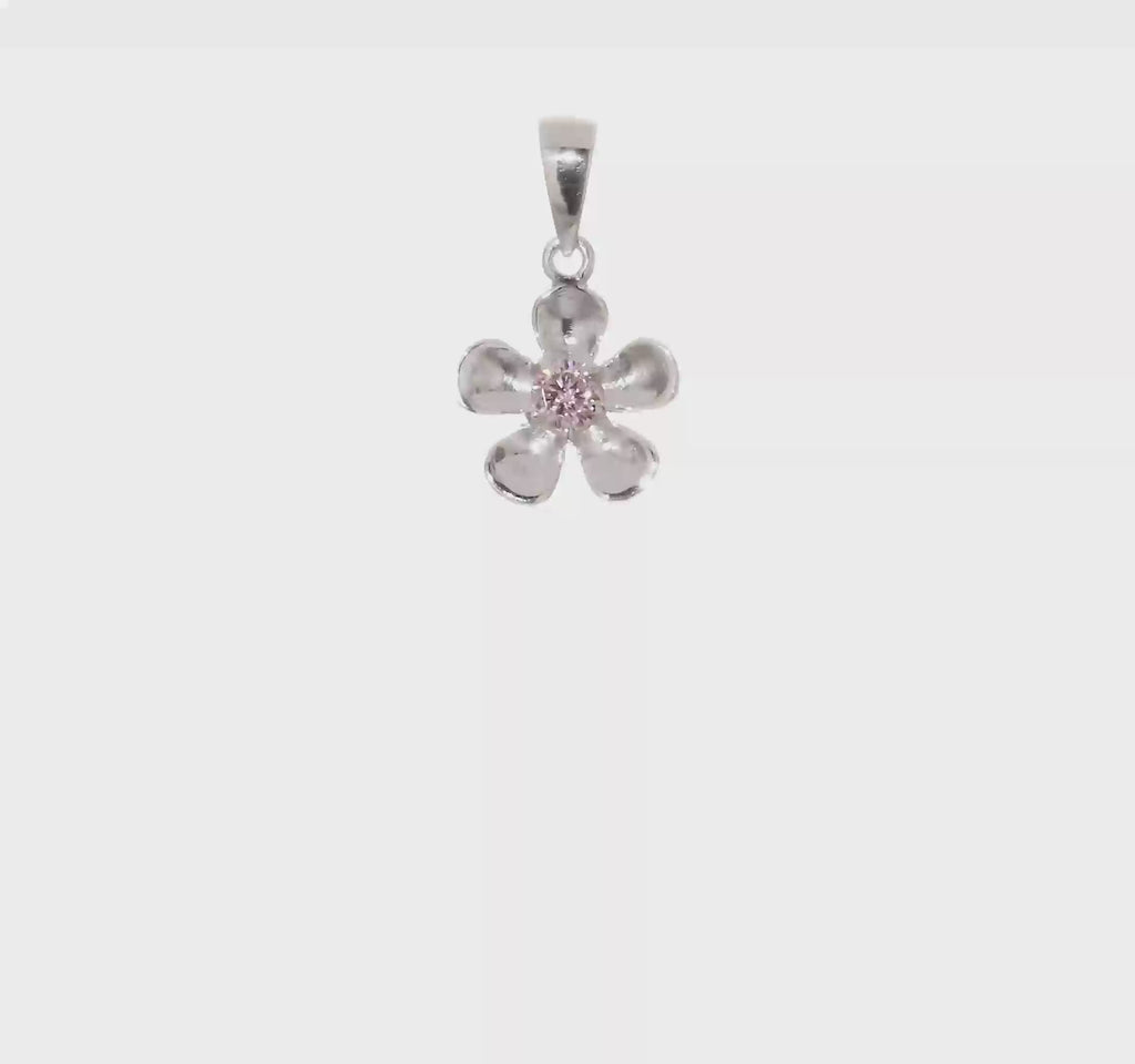 Pink Cubic Zirconia Flower Pendant