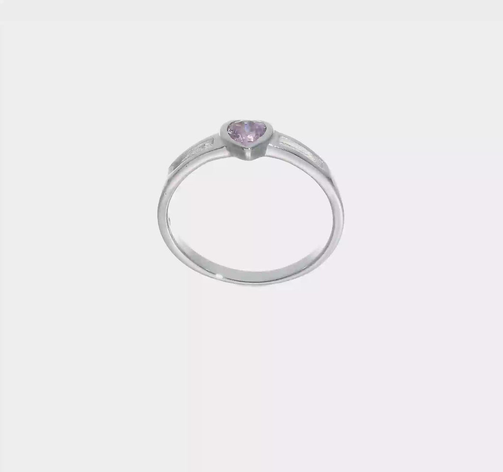 Pink Cubic Zirconia Heart Ring