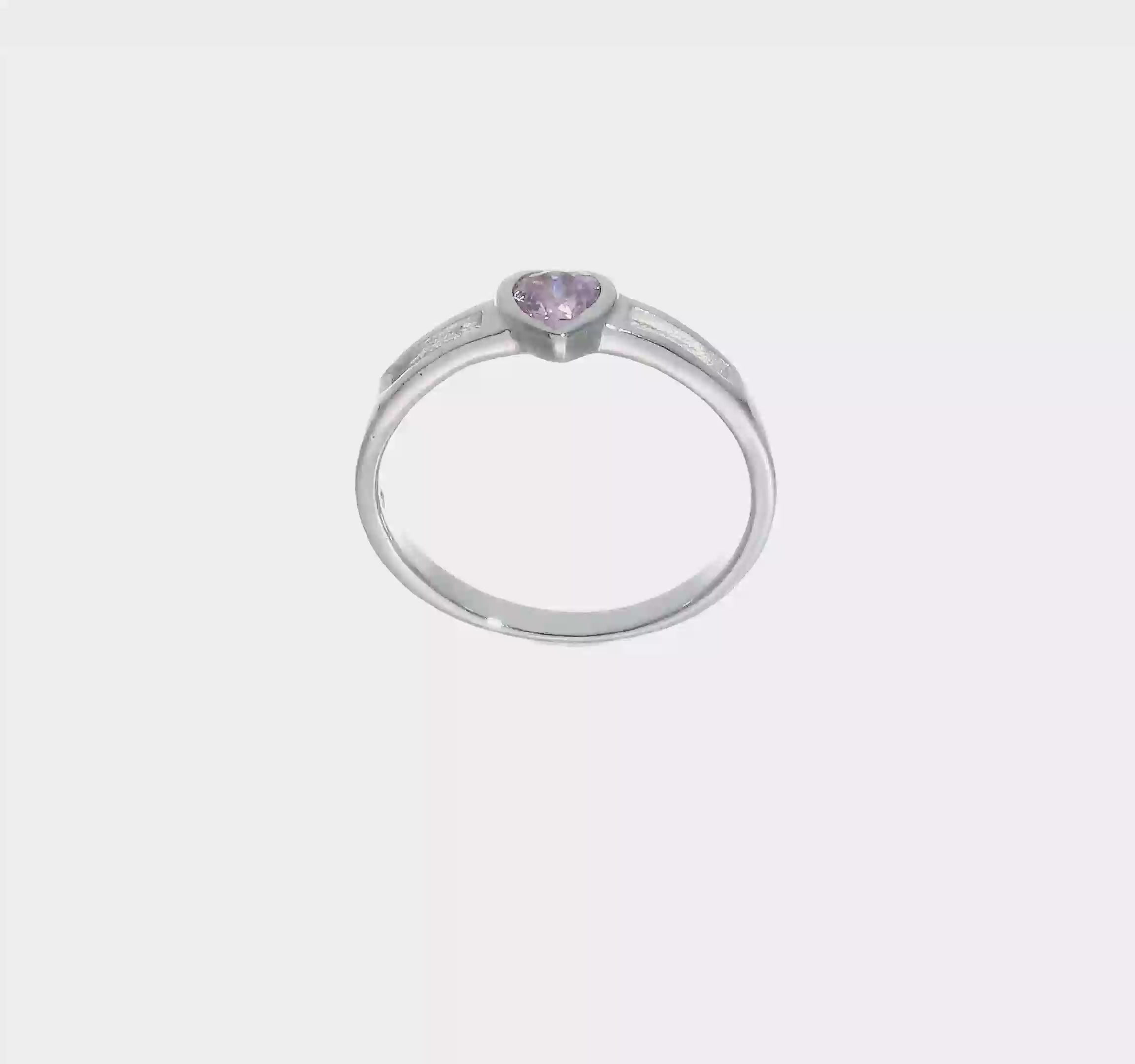 Pink Cubic Zirconia Heart Ring