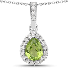 Load image into Gallery viewer, Natural Peridot Teardrop Halo Pendant Necklace Fine Color Jewels AFFORDABLE NECKLACE, ANNIVERSARY GIFT FOR HER, dla-dm-discount-all-154898, HALO NECKLACE, NATURAL PERIDOT NECKLACE, NECKLACE GIFT FOR WOMEN, PEAR SHAPED PERIDOT, PERIDOT JEWELRY FOR HER, TEARDROP NECKLACE