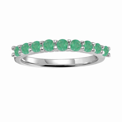 Half Eternity Ring for Women Emerald Stacking Ring- FineColorJewels