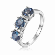 Load image into Gallery viewer, Sterling Silver London Blue Topaz and Moissanite Ring