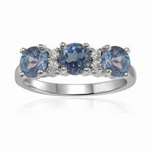 Load image into Gallery viewer, Three Stone Ring London Blue Topaz Ring for Women 
