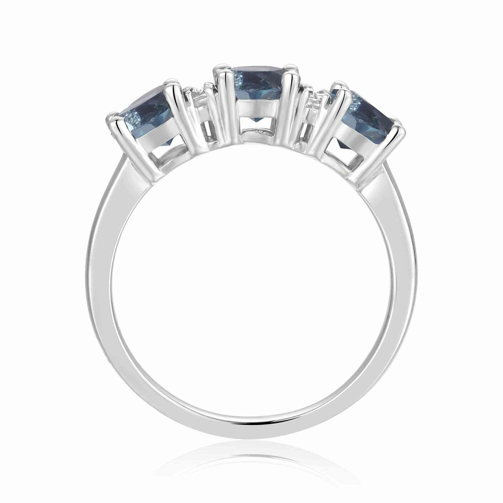 Three Stone Ring London Blue Topaz Ring for Women Blue Topaz Three Stone Promise Ring December Birthstone Ring Gift for Her Engagement Ring