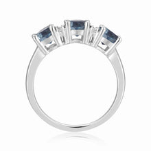 Load image into Gallery viewer, Three Stone Ring London Blue Topaz Ring for Women Blue Topaz Three Stone Promise Ring December Birthstone Ring Gift for Her Engagement Ring