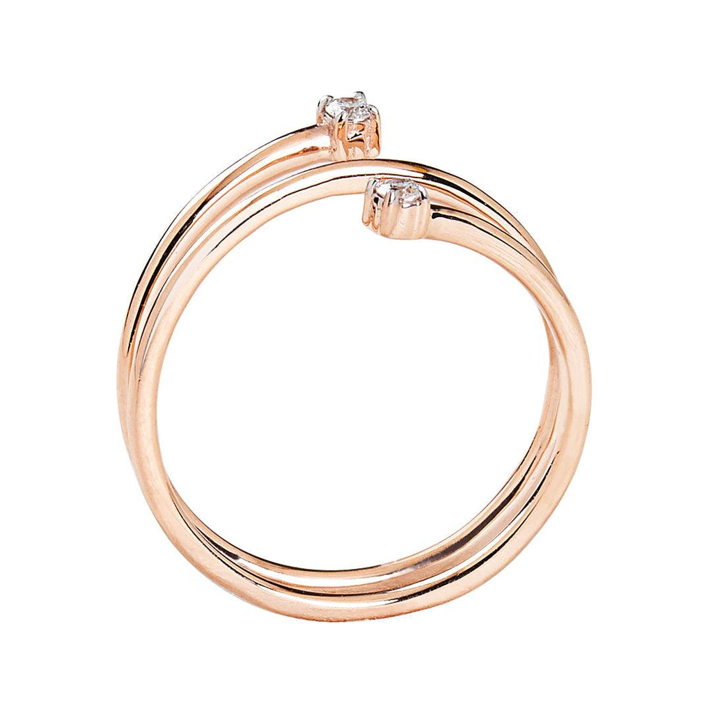 Diamond Spiral 10K Rose Gold Ring - FineColorJewels