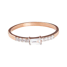 Load image into Gallery viewer, Diamond Baguette Engagement 10kt Rose Gold Ring - FineColorJewels