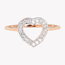 Load image into Gallery viewer, Diamond Heart Shaped 10k Rose Gold Ring - FineColorJewels