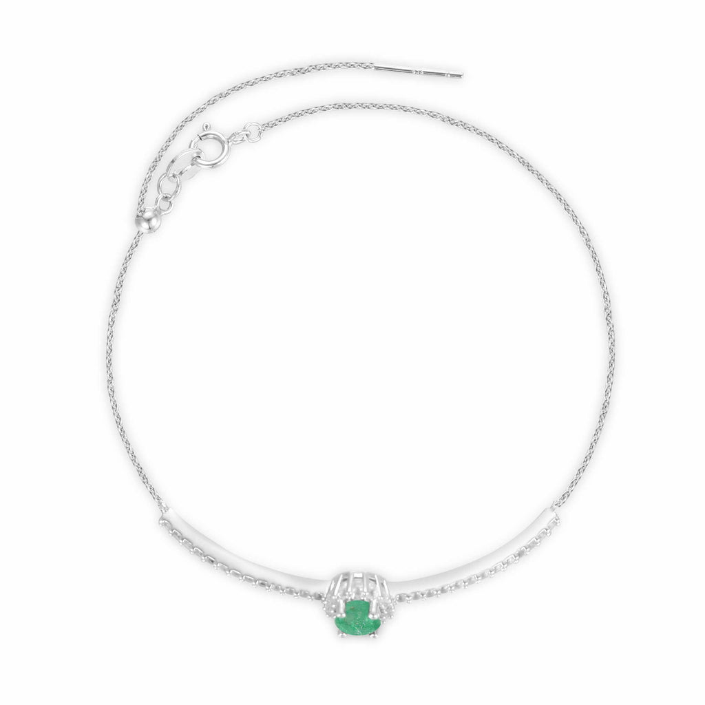 Emerald Solitaire Bracelet - FineColorJewels