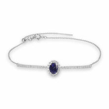 Load image into Gallery viewer, Genuine Sapphire Solitaire Bracelet in Sterling Silver