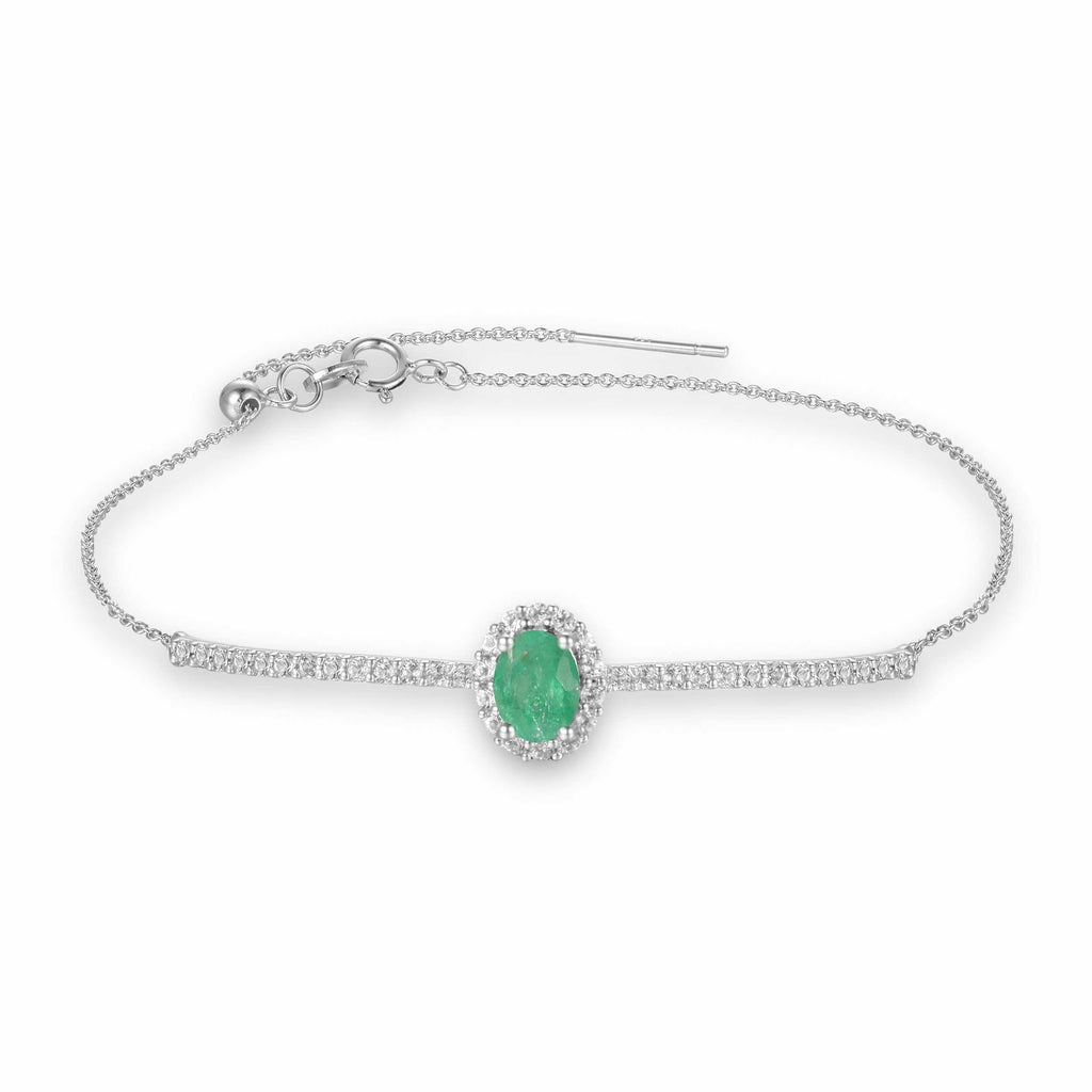 Emerald Solitaire Bracelet - FineColorJewels
