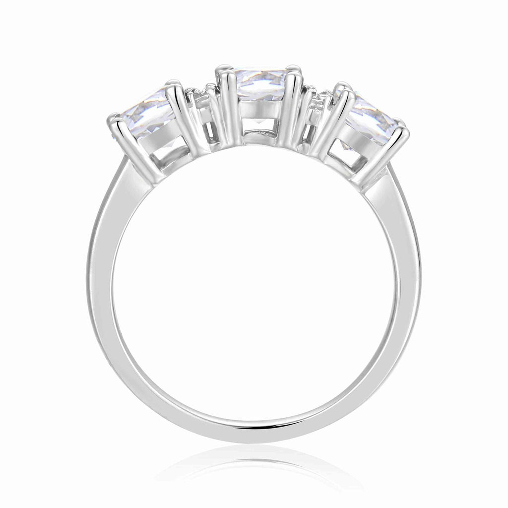 White Topaz Three Stone Ring - FineColorJewels