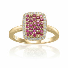 Load image into Gallery viewer, Ruby Cocktail Engagement Ring in Yellow Gold Plated Sterling Silver - FineColorJewels