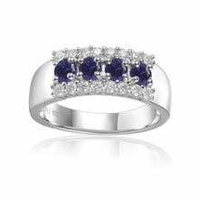 Load image into Gallery viewer, Statement Sapphire Engagement Ring with Moissanite in 925 Sterling Silver - FineColorJewels