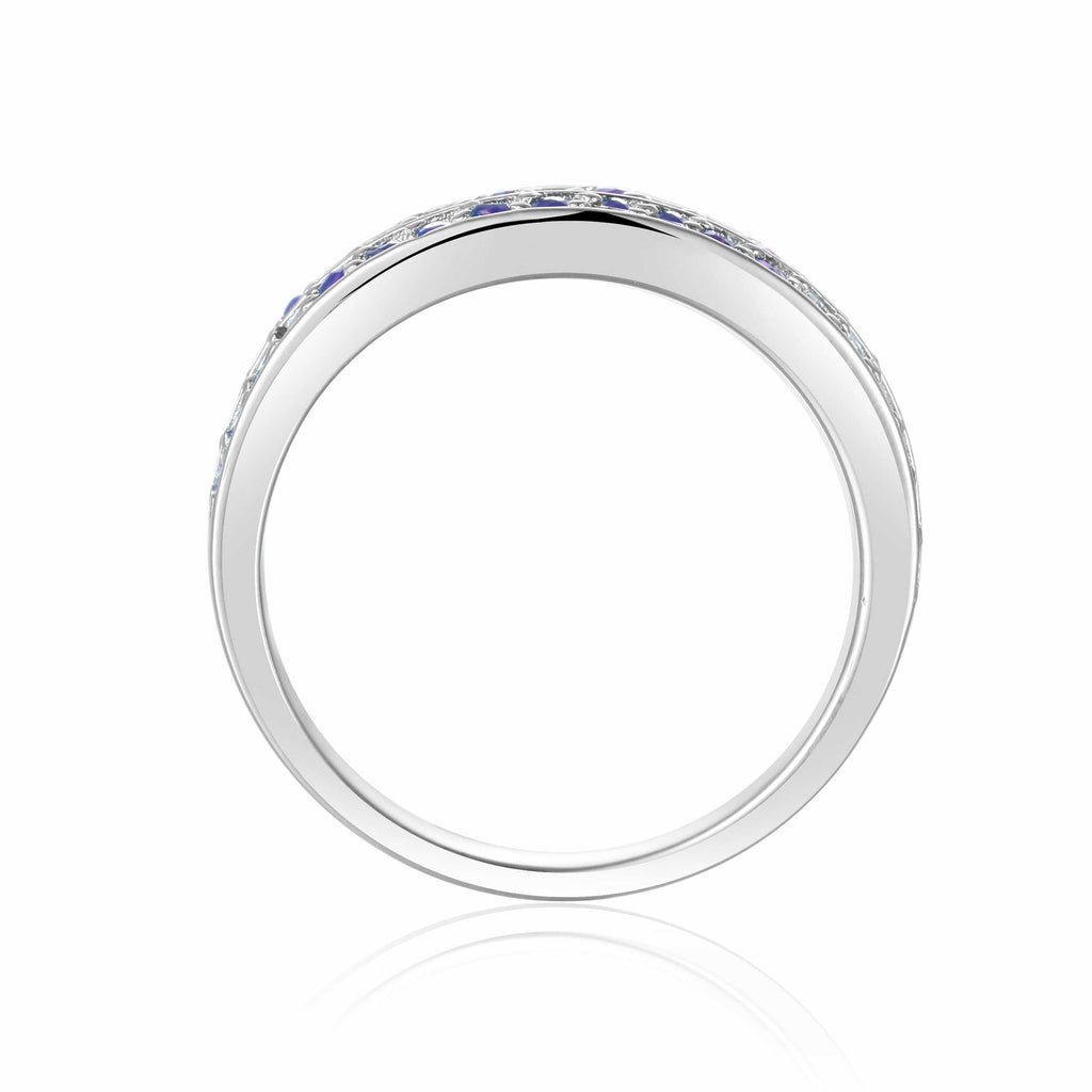 Sapphire Dual Eternity Ring in 925 Sterling Silver - FineColorJewels