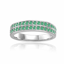 Load image into Gallery viewer, Emerald Dual Eternity Ring in 925 Sterling Silver - FineColorJewels