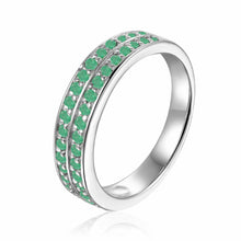 Load image into Gallery viewer, Emerald Dual Eternity Ring in 925 Sterling Silver - FineColorJewels