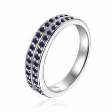 Load image into Gallery viewer, Sapphire Dual Eternity Ring in 925 Sterling Silver - FineColorJewels