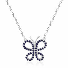 Load image into Gallery viewer, Blue Sapphire Butterfly Necklace - FineColorJewels