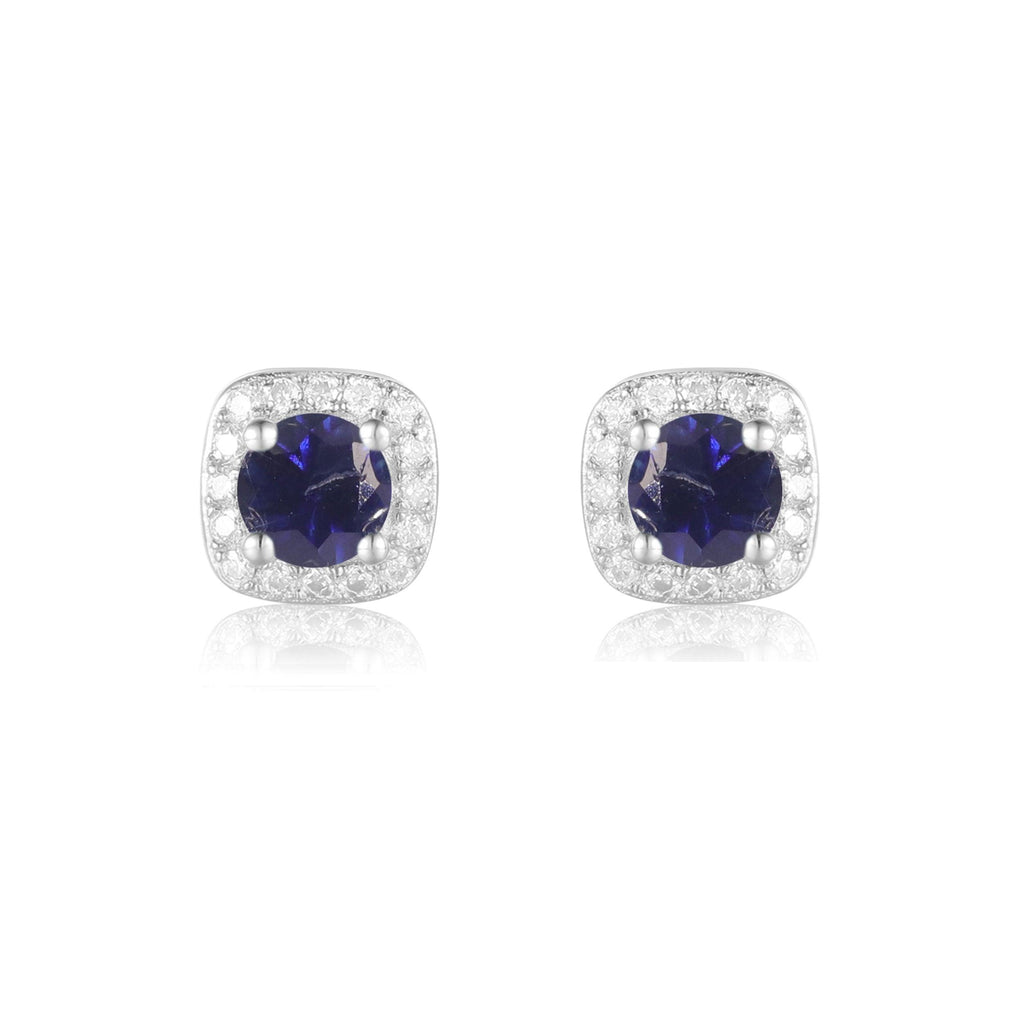 Sapphire Halo Earrings - FineColorJewels