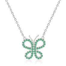 Load image into Gallery viewer, Emerald Butterfly Necklace - FineColorJewels