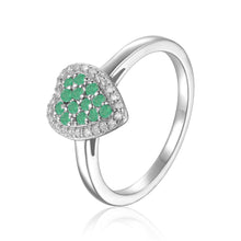 Load image into Gallery viewer, Emerald Heart Cocktail Ring in Sterling Silver - FineColorJewels