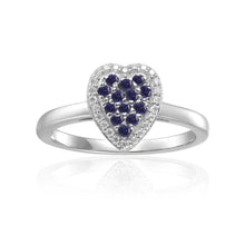 Load image into Gallery viewer, Statement Sapphire Engagement Ring with Moissanite in 925 Sterling Silver - FineColorJewels