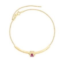 Load image into Gallery viewer, Natural Ruby and Solitaire Bracelet in Yellow Gold Plated Sterling Silver