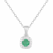 Load image into Gallery viewer, Emerald Halo Necklace - FineColorJewels