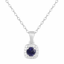 Load image into Gallery viewer, Sapphire Halo Necklace - FineColorJewels