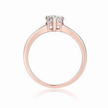 Load image into Gallery viewer, Heart Moissanite Solitaire Ring in Rose Gold Plated Sterling Silver - FineColorJewels