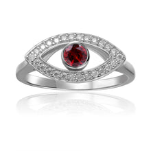 Load image into Gallery viewer, Natural Garnet Evil Eye Ring with Moissanite Accents - FineColorJewels