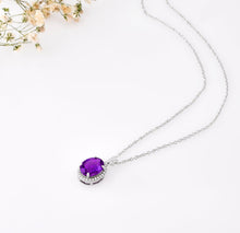 Load image into Gallery viewer, Purple Amethyst Pendant Necklace - FineColorJewels