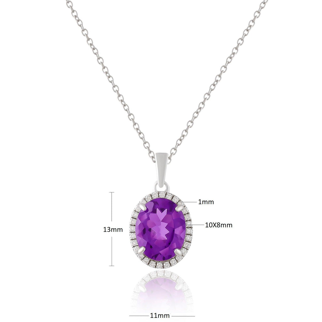 Purple Amethyst Pendant Necklace - FineColorJewels