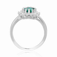 Load image into Gallery viewer, Emerald Halo Heart Ring - FineColorJewels