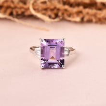 Load image into Gallery viewer, Octagon Purple Amethyst Ring