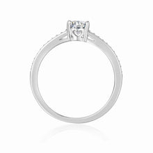 Load image into Gallery viewer, Moissanite Solitaire Ring with Moissanite Accents in Sterling Silver - FineColorJewels