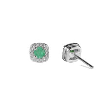 Load image into Gallery viewer, Emerald Halo Earrings - FineColorJewels
