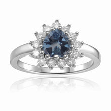 Load image into Gallery viewer, London Blue Topaz Halo Heart Ring - FineColorJewels
