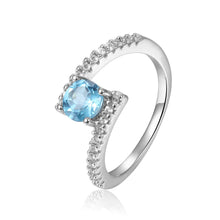 Load image into Gallery viewer, Elegant Natural Blue Topaz Round Shaped Ring with White Sapphire