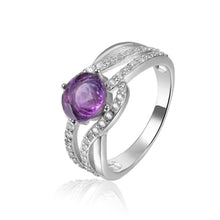 Load image into Gallery viewer, Luxurious Round cut Natural Amethyst Ring with White Sapphire - FineColorJewels