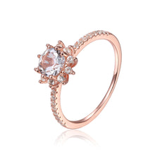 Load image into Gallery viewer, Evergreen Solitaire Rose Gold Plated Sterling Silver Ring with White Topaz - FineColorJewels
