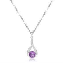 Load image into Gallery viewer, Amethyst Round Pendant Necklace - FineColorJewels